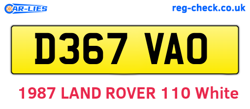 D367VAO are the vehicle registration plates.