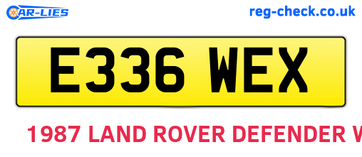 E336WEX are the vehicle registration plates.