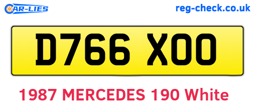 D766XOO are the vehicle registration plates.
