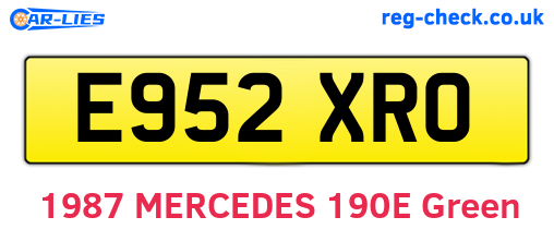 E952XRO are the vehicle registration plates.