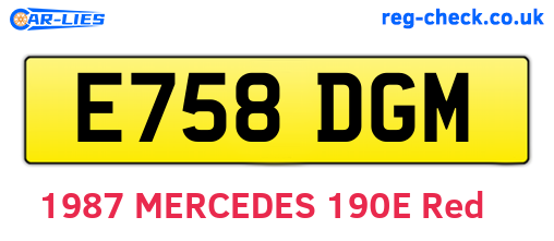 E758DGM are the vehicle registration plates.
