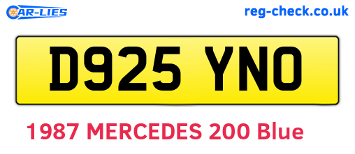 D925YNO are the vehicle registration plates.