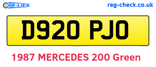 D920PJO are the vehicle registration plates.