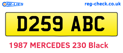 D259ABC are the vehicle registration plates.