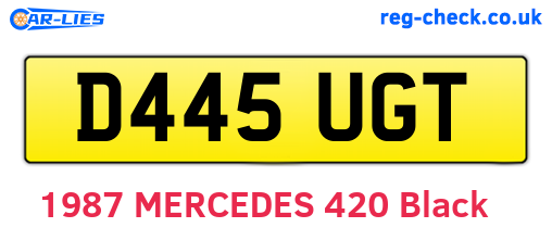 D445UGT are the vehicle registration plates.