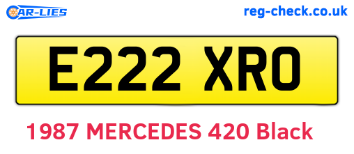 E222XRO are the vehicle registration plates.