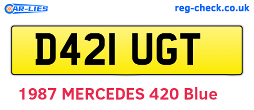 D421UGT are the vehicle registration plates.