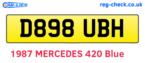 D898UBH are the vehicle registration plates.