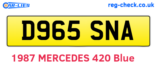D965SNA are the vehicle registration plates.