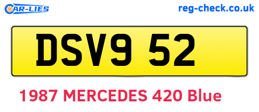 DSV952 are the vehicle registration plates.
