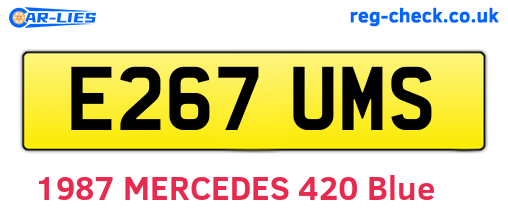 E267UMS are the vehicle registration plates.