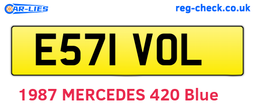 E571VOL are the vehicle registration plates.