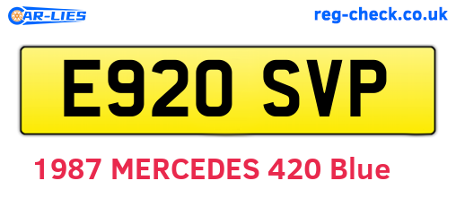 E920SVP are the vehicle registration plates.