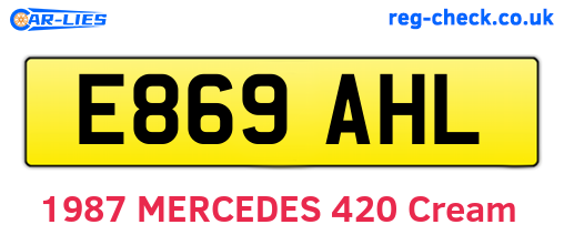 E869AHL are the vehicle registration plates.