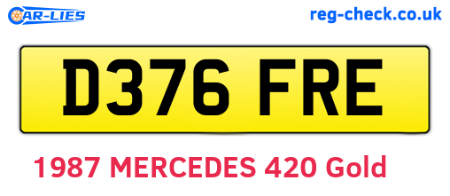 D376FRE are the vehicle registration plates.