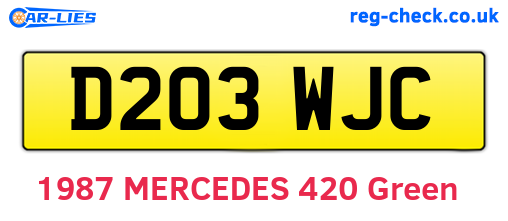 D203WJC are the vehicle registration plates.