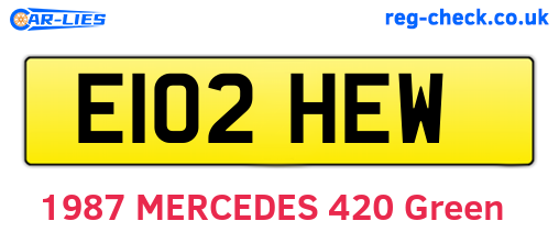 E102HEW are the vehicle registration plates.