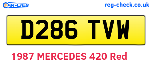 D286TVW are the vehicle registration plates.