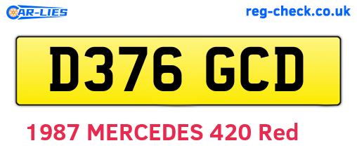 D376GCD are the vehicle registration plates.