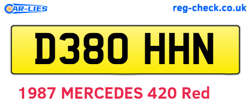 D380HHN are the vehicle registration plates.