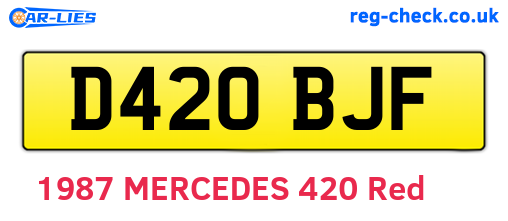 D420BJF are the vehicle registration plates.