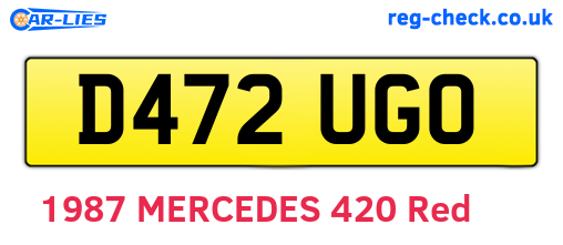 D472UGO are the vehicle registration plates.