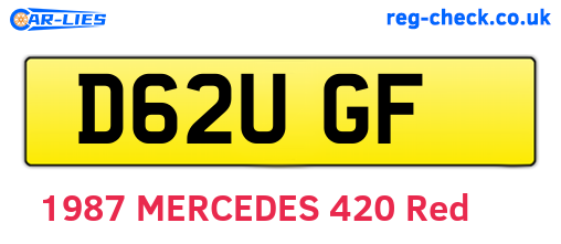 D62UGF are the vehicle registration plates.