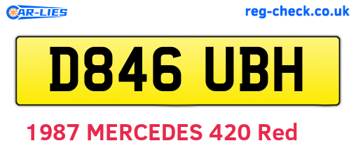 D846UBH are the vehicle registration plates.