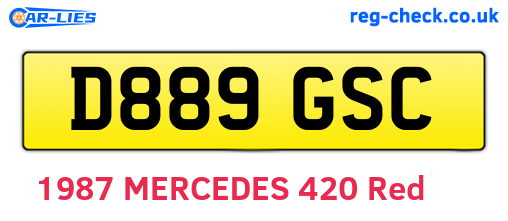D889GSC are the vehicle registration plates.