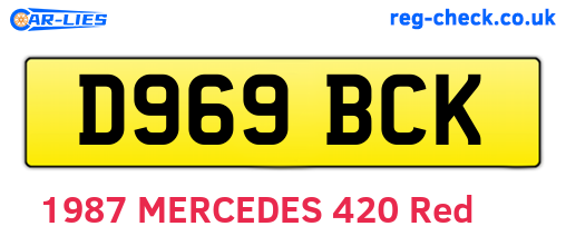 D969BCK are the vehicle registration plates.
