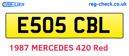 E505CBL are the vehicle registration plates.