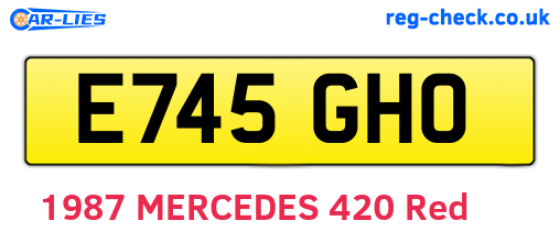 E745GHO are the vehicle registration plates.