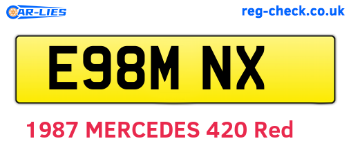 E98MNX are the vehicle registration plates.