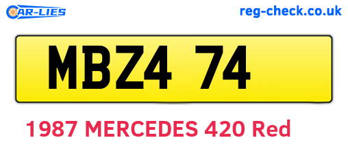 MBZ474 are the vehicle registration plates.