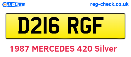 D216RGF are the vehicle registration plates.