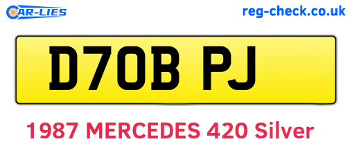 D70BPJ are the vehicle registration plates.