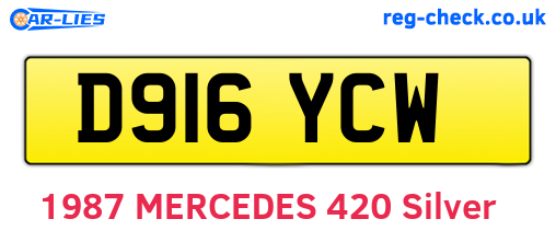 D916YCW are the vehicle registration plates.