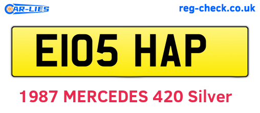 E105HAP are the vehicle registration plates.