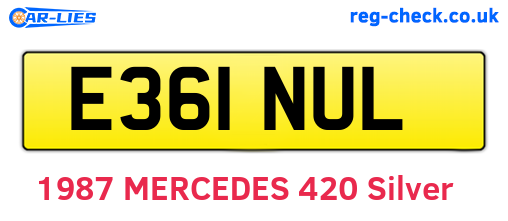 E361NUL are the vehicle registration plates.