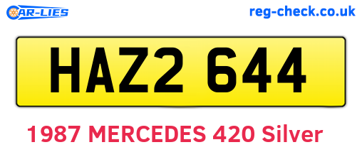 HAZ2644 are the vehicle registration plates.