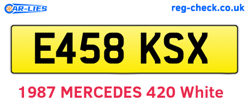 E458KSX are the vehicle registration plates.