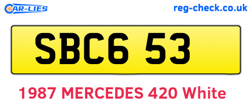 SBC653 are the vehicle registration plates.