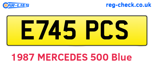 E745PCS are the vehicle registration plates.