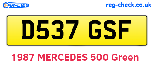 D537GSF are the vehicle registration plates.