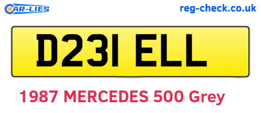 D231ELL are the vehicle registration plates.