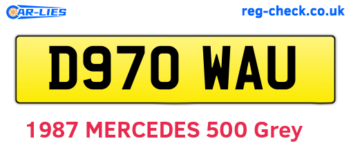 D970WAU are the vehicle registration plates.