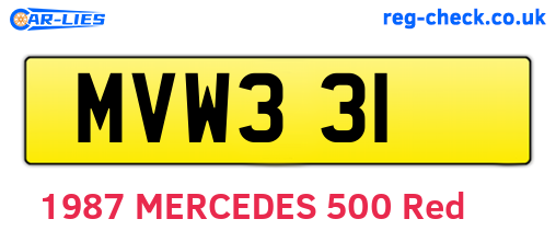MVW331 are the vehicle registration plates.