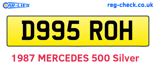 D995ROH are the vehicle registration plates.