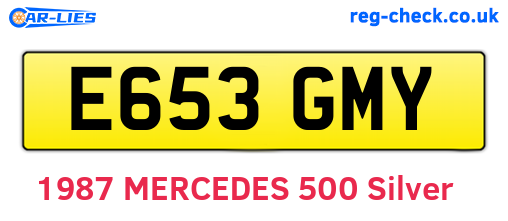 E653GMY are the vehicle registration plates.