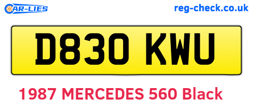 D830KWU are the vehicle registration plates.